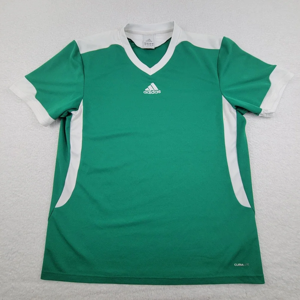 Adidas Climalite Soccer Training Jersey Shirt Mens XL Green White E19936 Top
